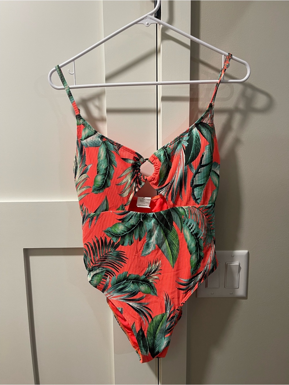 Kids Tropical Cutout One-Piece Swimsuit - Coral Green